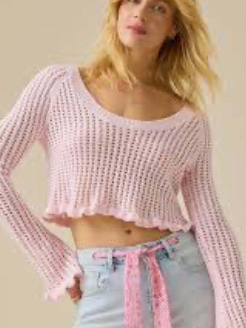 ALTAR’D state pink ballerina open knit sweater ! L